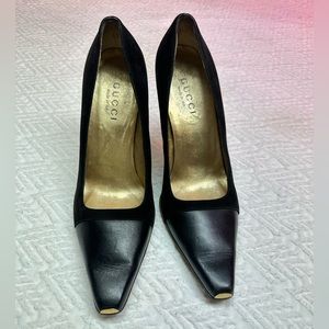Gucci Vintage Suede Leather Pointed Toe Heels